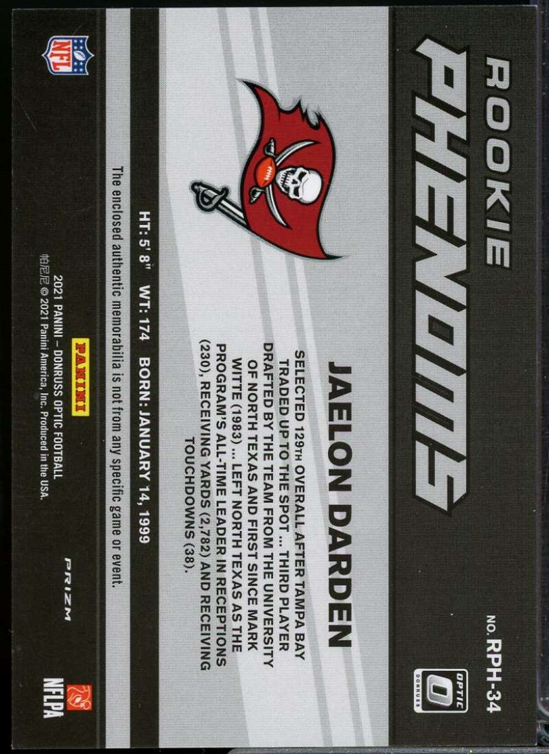 Jaelon Darden Card 2021 Donruss Optic Rookie Phenoms Jerseys Horizontal Red #34  Image 2