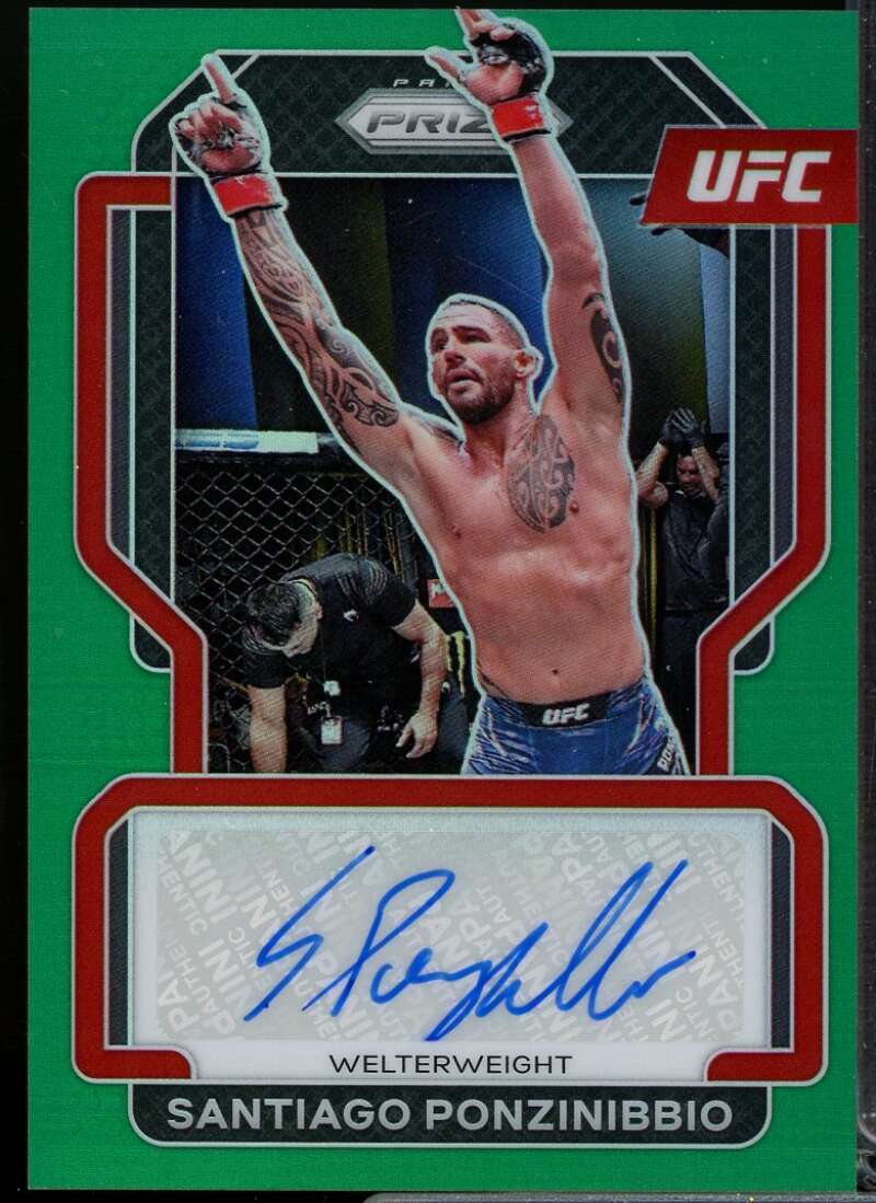 Santiago Ponzinibbio Card 2022 Panini Prizm UFC Signatures Prizms Green #SGSPZ  Image 1