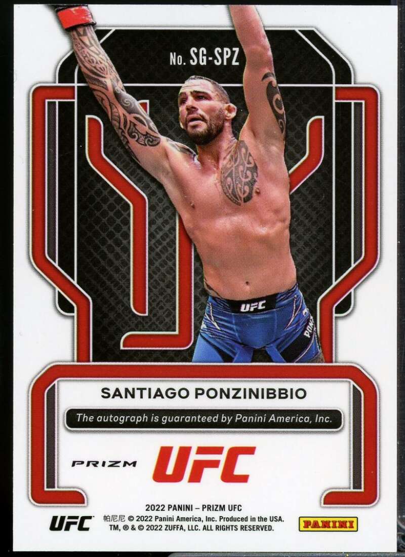 Santiago Ponzinibbio Card 2022 Panini Prizm UFC Signatures Prizms Green #SGSPZ  Image 2