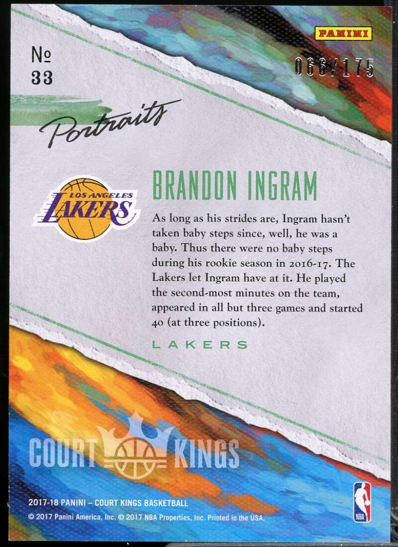 Brandon Ingram Card 2017-18 Court Kings Portraits #33  Image 2