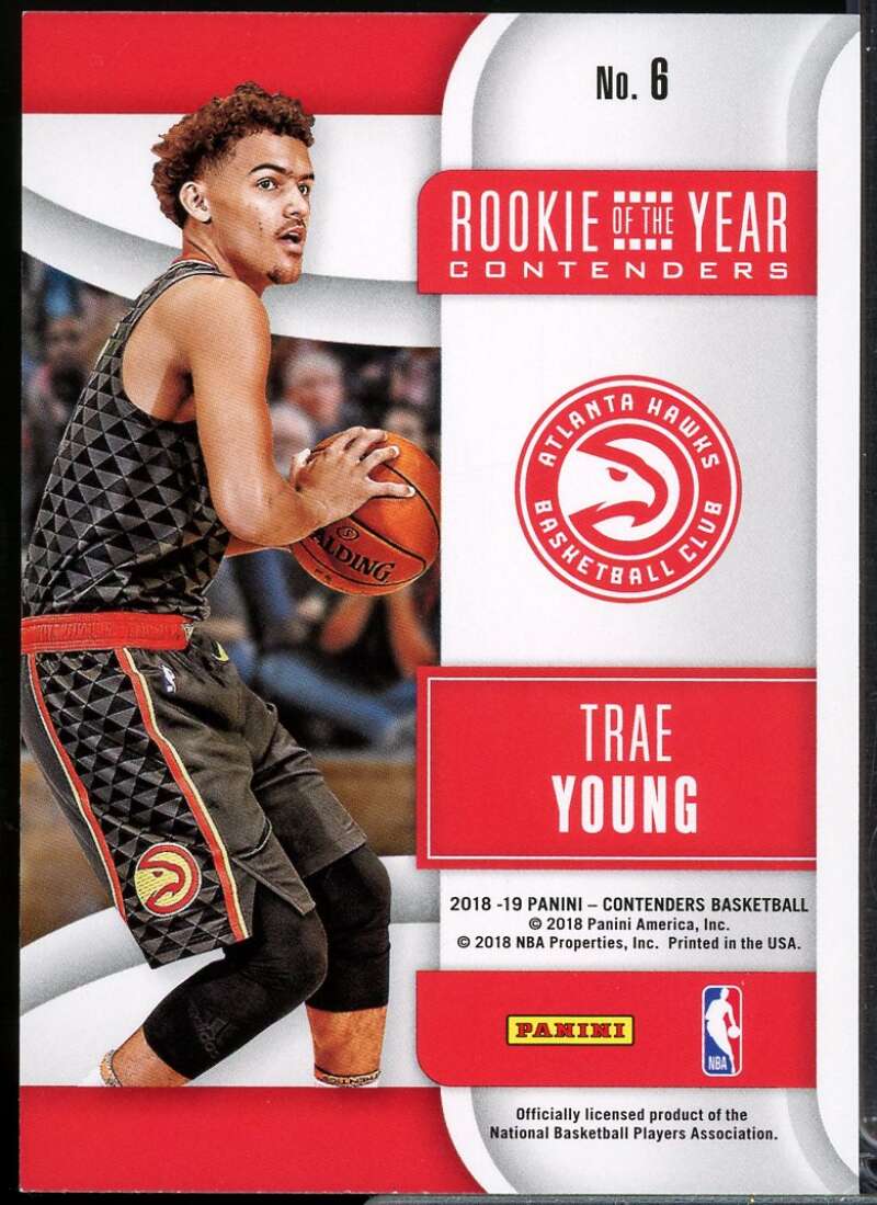 Trae Young Card 2018-19 Panini Contenders Rookie of the Year Contenders #6  Image 2