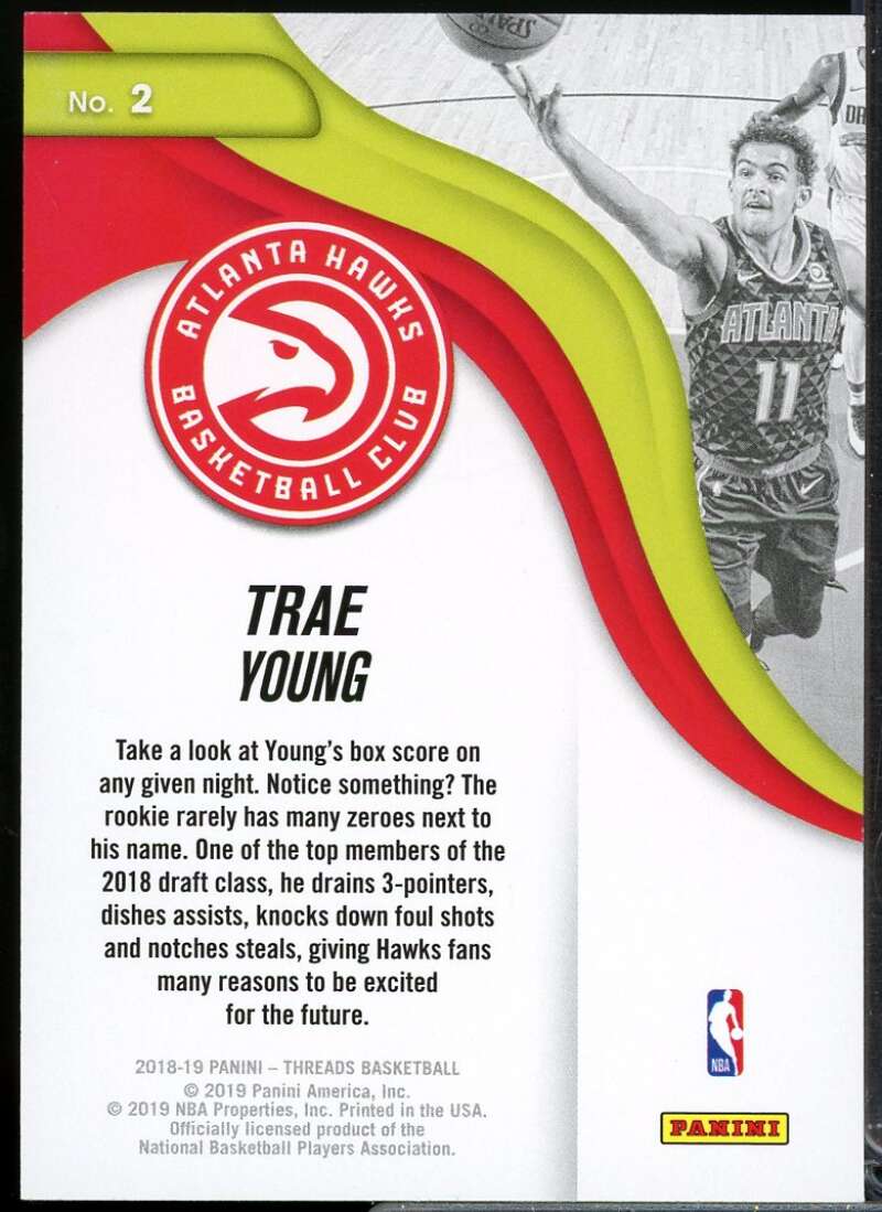 Trae Young Rookie Card 2018-19 Panini Threads Next Wave #2  Image 2