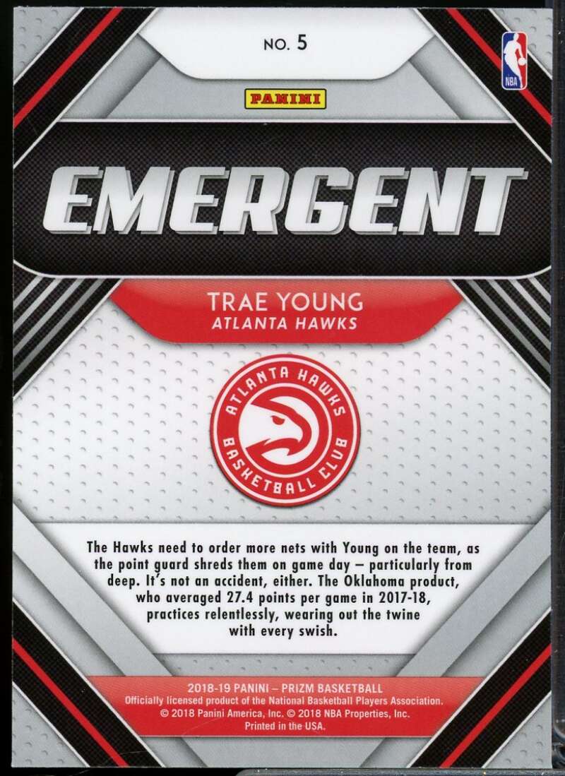 Trae Young Rookie Card 2018-19 Panini Prizm Emergent #5  Image 2