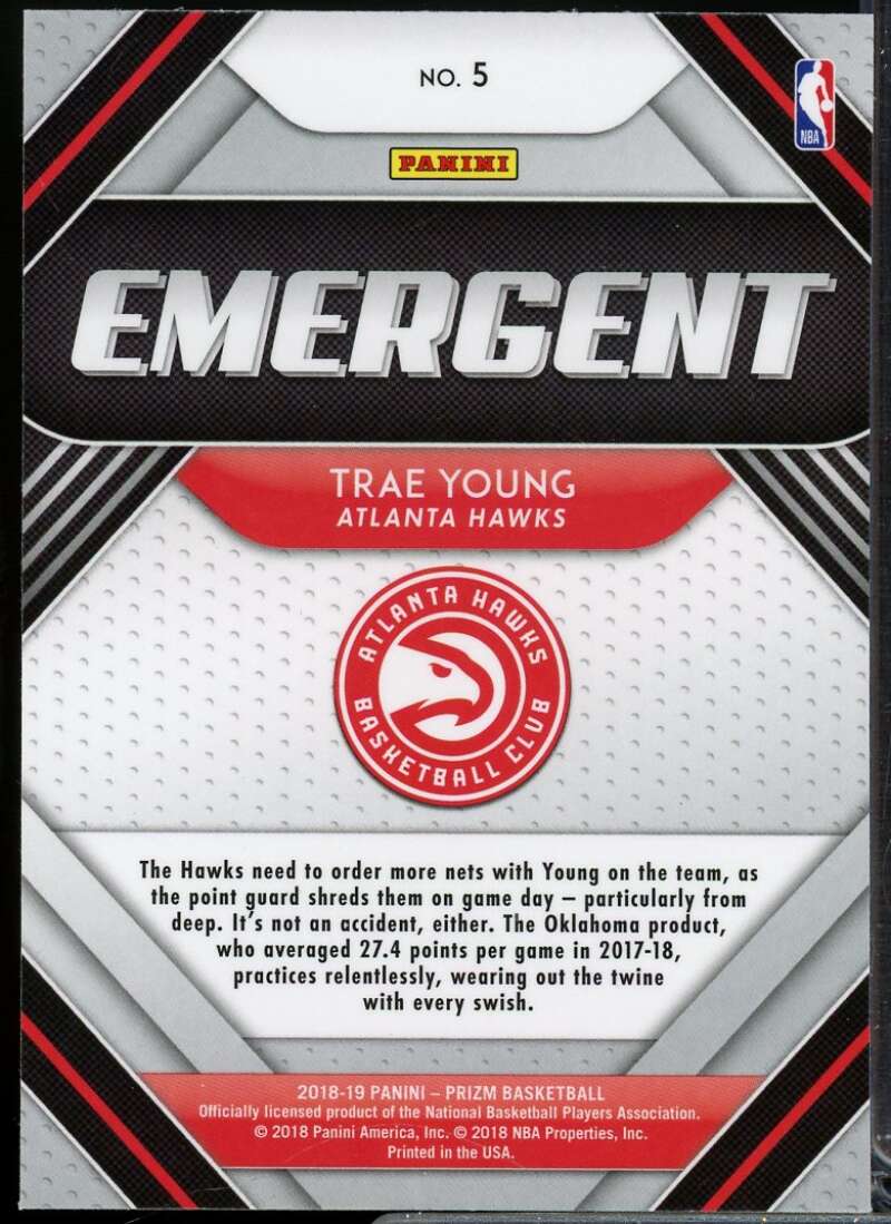 Trae Young Rookie Card 2018-19 Panini Prizm Emergent #5  Image 2