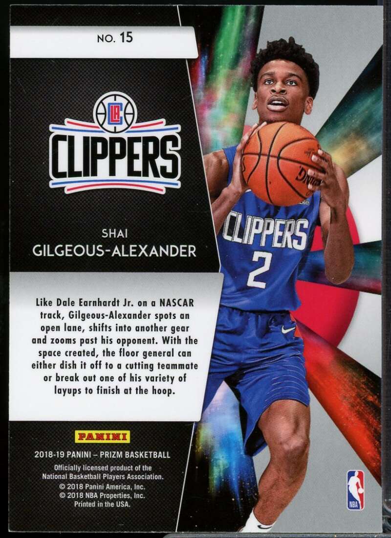 Shai Gilgeous-Alexander Rookie Card 2018-19 Panini Prizm Freshman Phenoms #15  Image 2