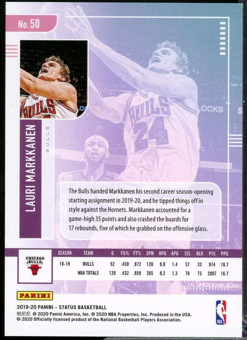 Lauri Markkanen Card 2019-20 Panini Status White Diamonds #50  Image 2