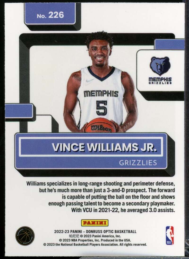 Vince Williams Jr. Rookie Card 2022-23 Donruss Optic #226  Image 2