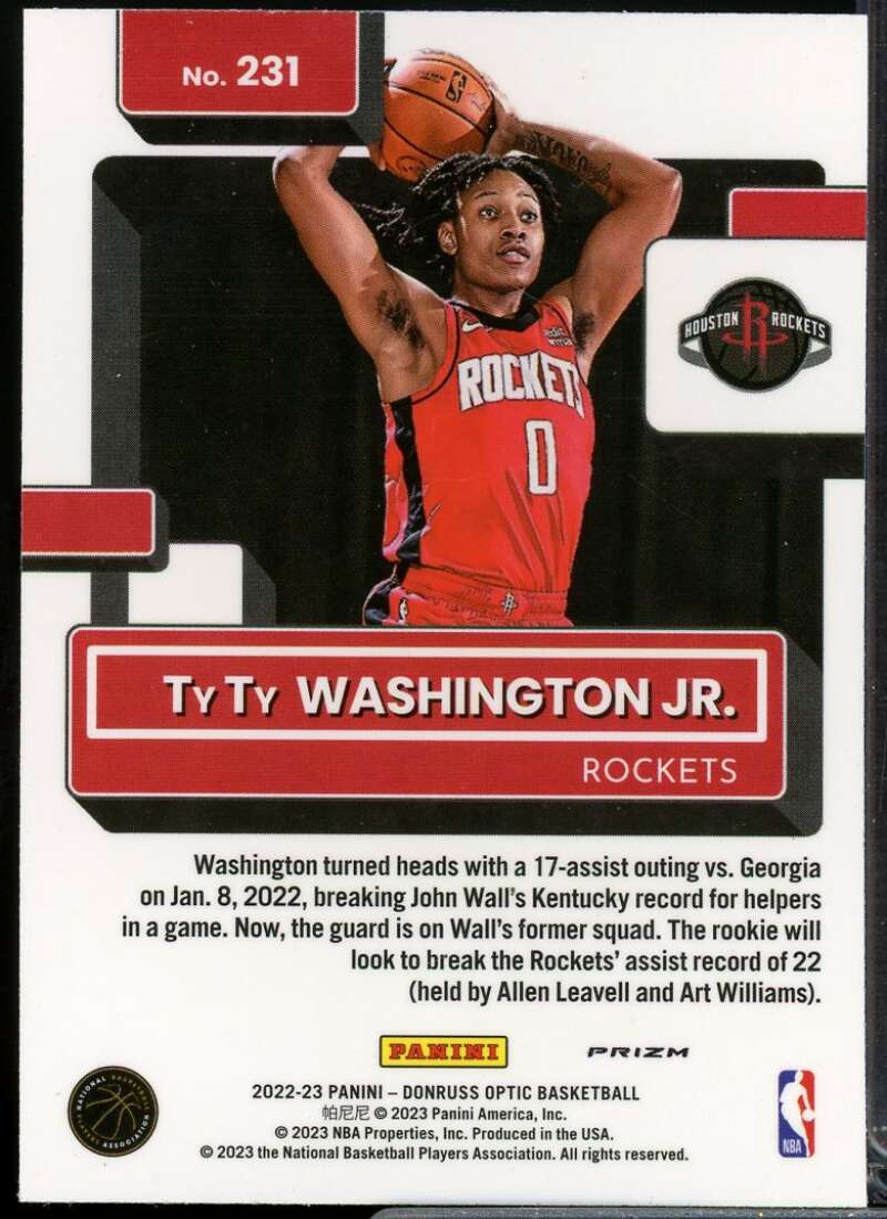 TyTy Washington Jr. Rookie Card 2022-23 Donruss Optic Hyper Pink #231  Image 2