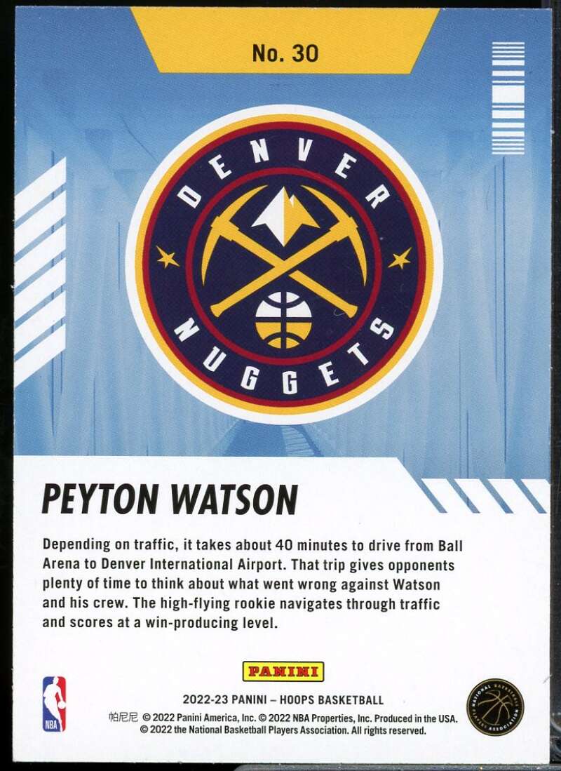 Peyton Watson Card 2022-23 Hoops Arriving Now Holo #30  Image 2