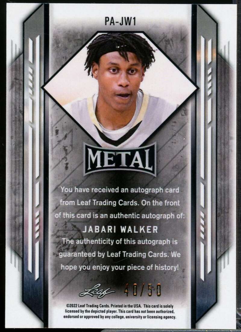 Jabari Walker Card 2021-22 Leaf Metal Portrait Blue #PAJW1  Image 2