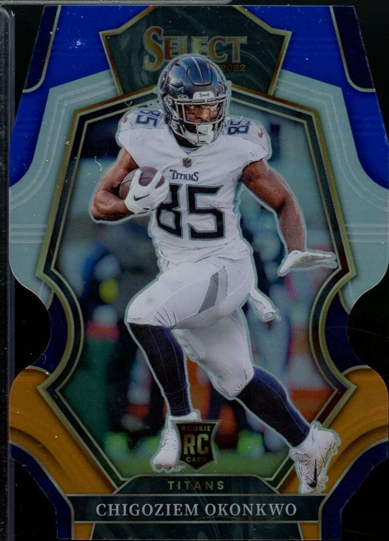 Chigoziem Okonkwo Rookie Card 2022 Select Prizm Blue and Orange Die Cut #197  Image 1