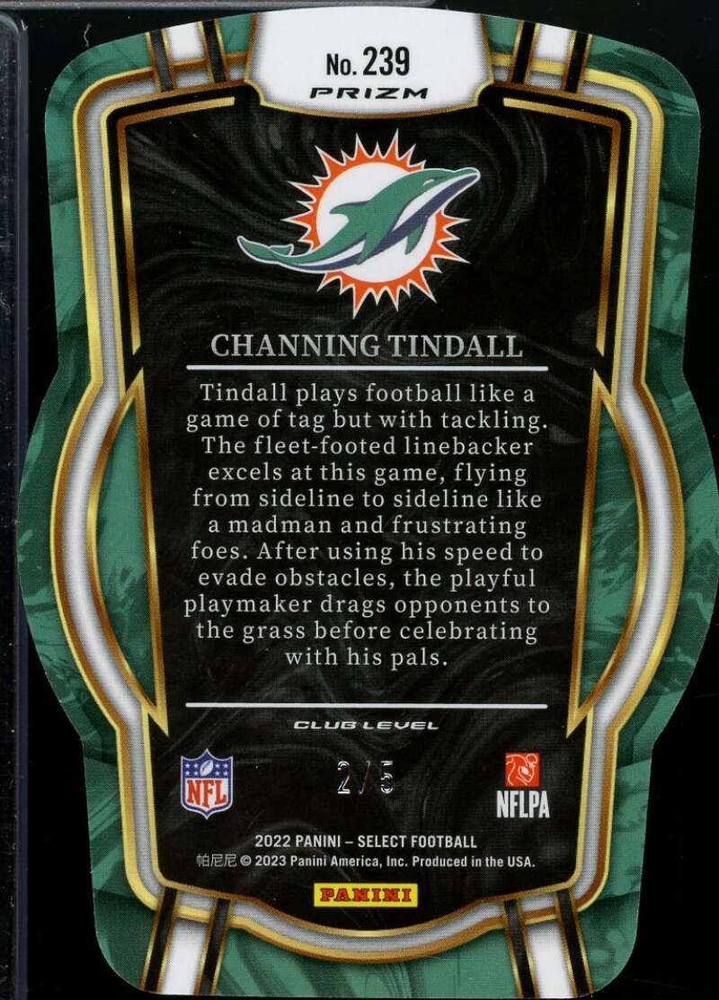 Channing Tindall Rookie Card 2022 Select Prizm Green Die Cut (2/5) #239  Image 2