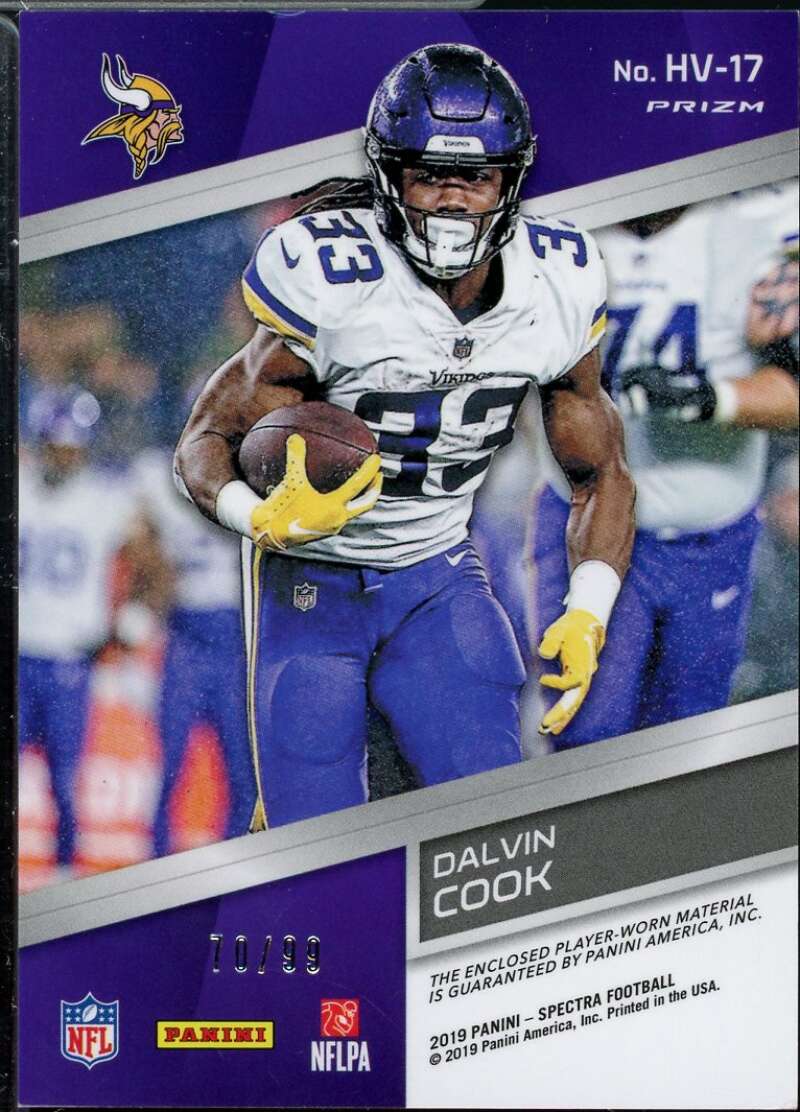 Dalvin Cook Card 2019 Panini Spectra High Voltage Materials #17  Image 2