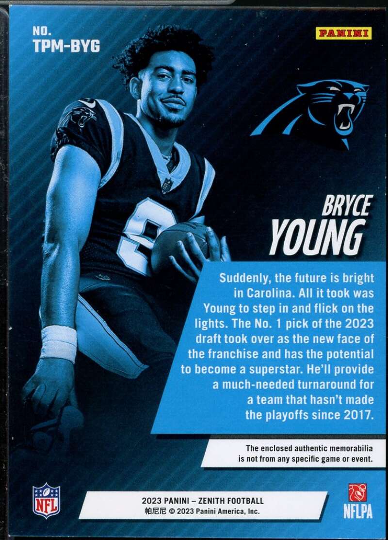 Bryce Young Rookie Card 2023 Zenith Turning Pro Memorabilia #8  Image 2