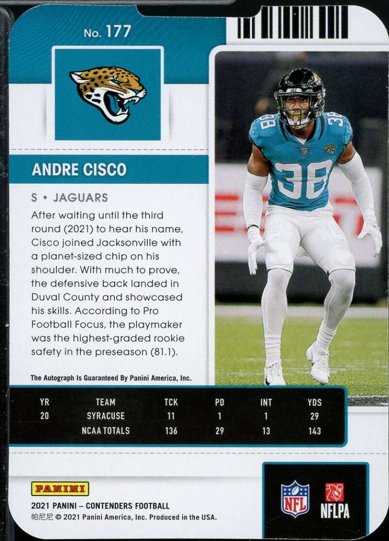 Andre Cisco AU Card 2021 Panini Contenders Rookie Ticket Stub #177  Image 2