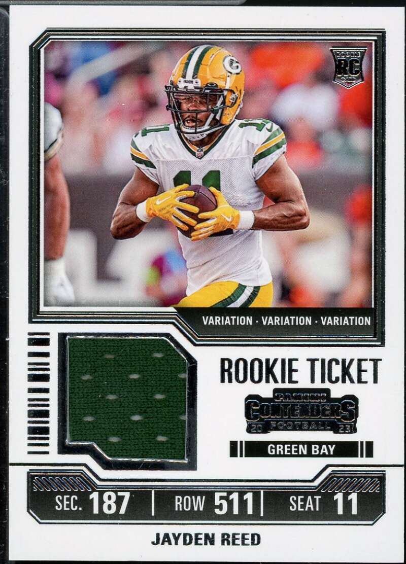 Jayden Reed Card 2023 Panini Contenders Rookie Ticket Swatches #18  Image 1