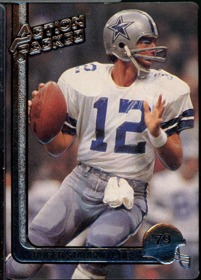 Roger Staubach Card 1991 Action Packed Whizzer White Award #13  Image 1