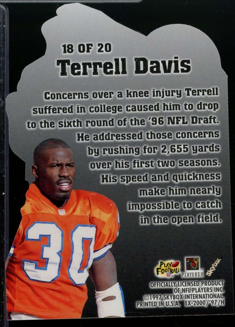 Terrell Davis Card 1997 E-X2000 Fleet of Foot #18  Image 2