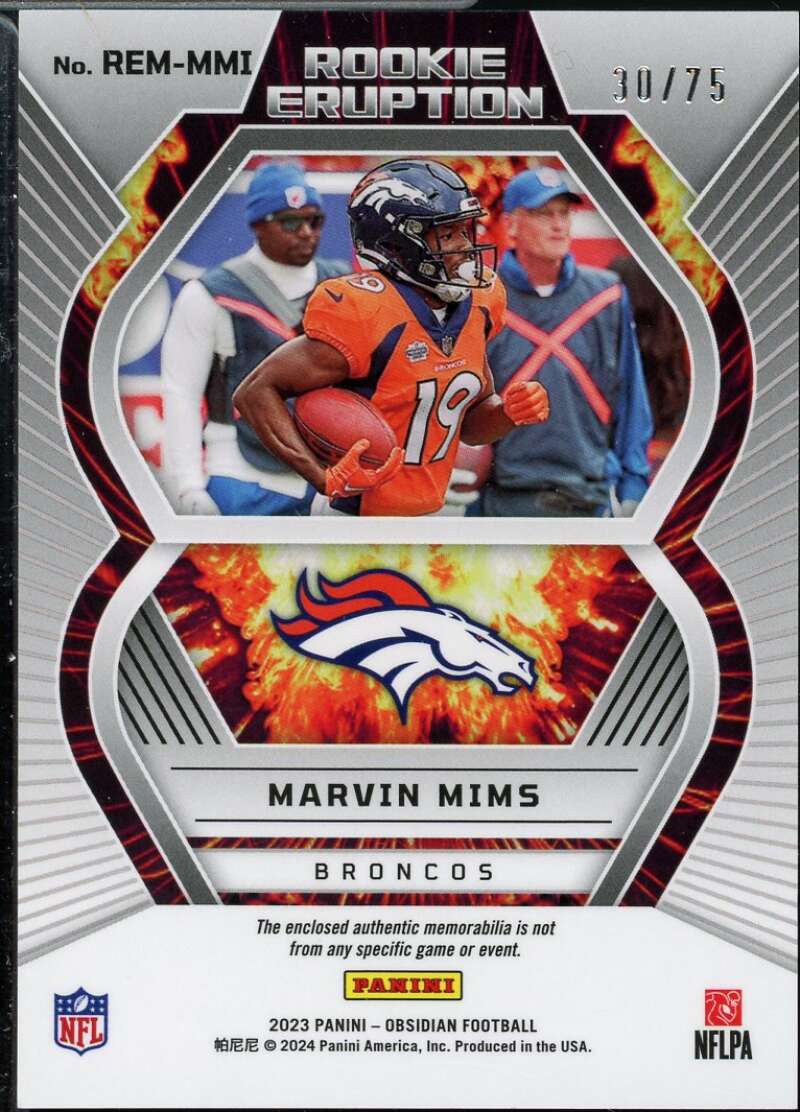 Marvin Mims 2023 Obsidian Rookie Eruption Materials Electric Etch Purple #29  Image 2