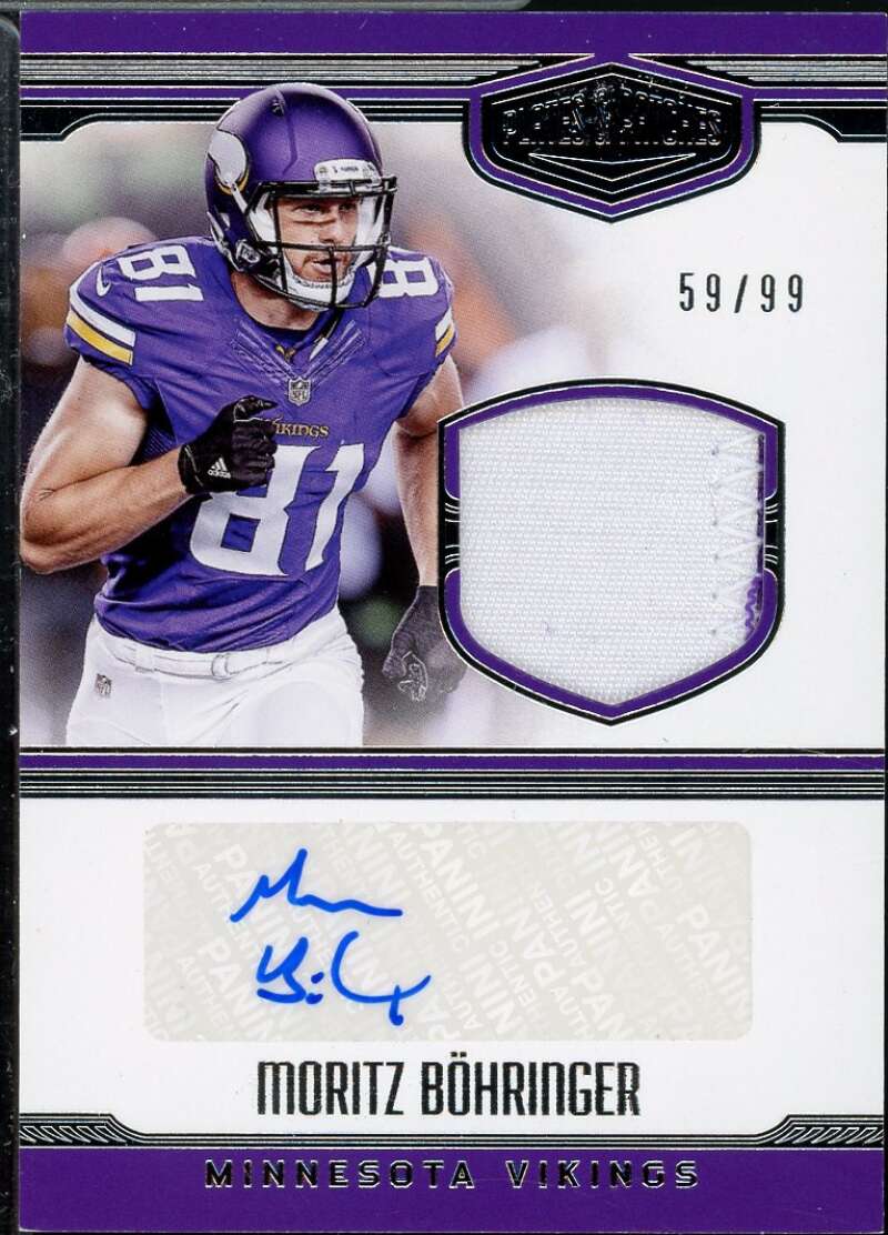 Moritz Bohringer Card 2016 Panini Plates Patches Rookie Patch Autographs #41  Image 1
