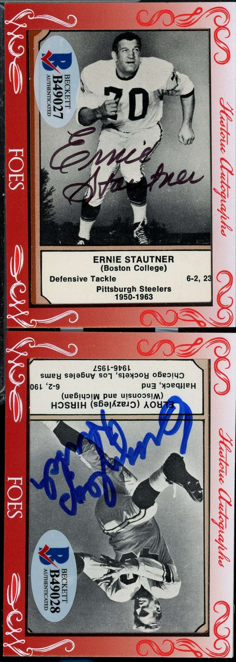 Ernie Stautner Elroy Hirsch PSA/DNA 1960 Historical AU Friends âN Foes Dual Cut Auto #NNO  Image 2