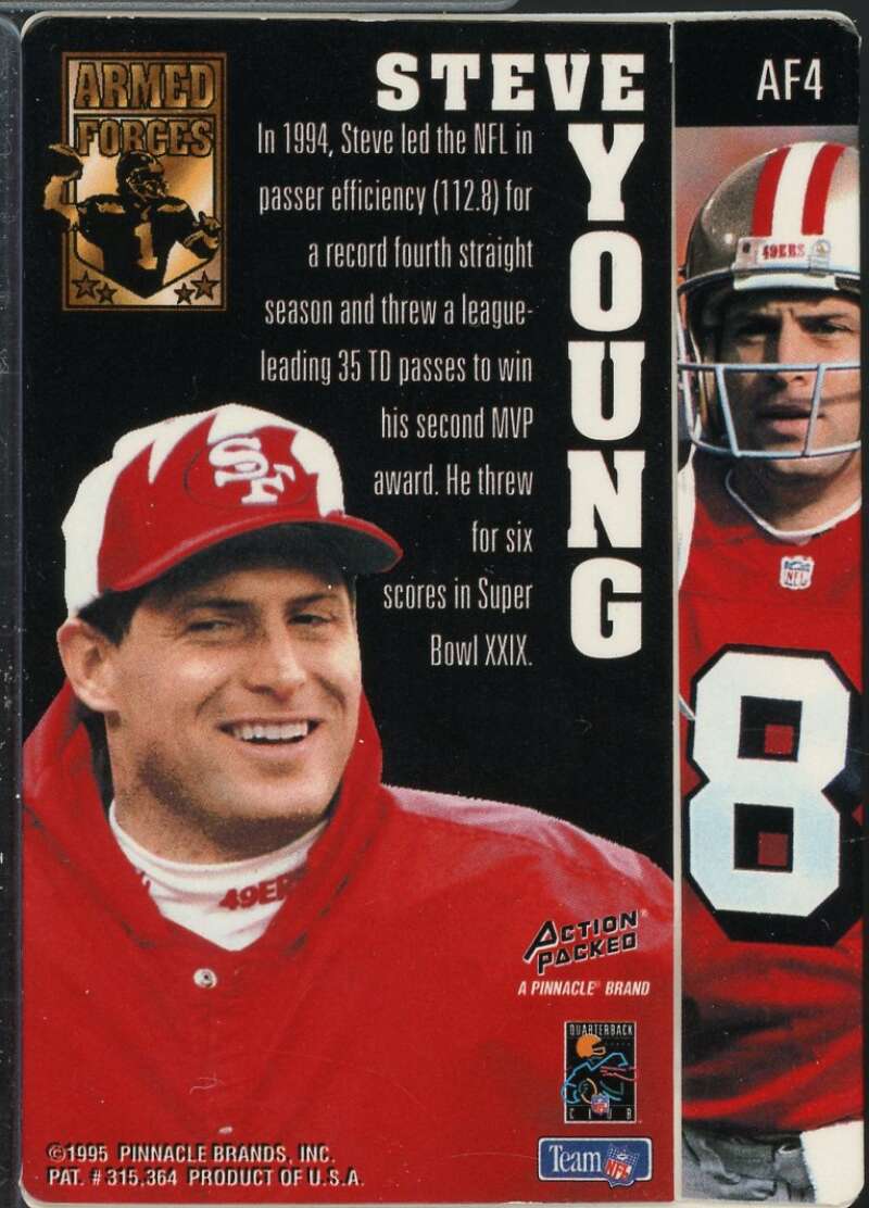 Steve Young Card 1995 Action Packed Armed Forces #AF4  Image 2