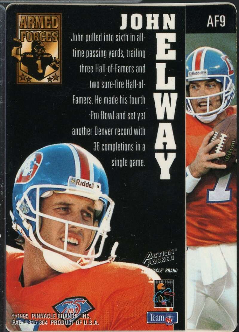 John Elway Card 1995 Action Packed Armed Forces #AF9  Image 2