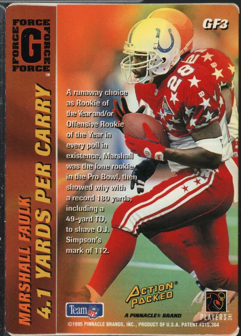 Marshall Faulk Card 1995 Action Packed G-Force #GF3  Image 2