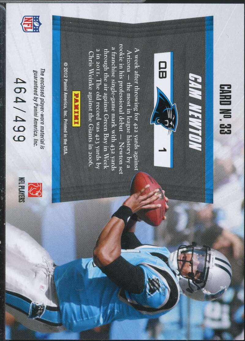 Cam Newton Rookie Card 2011 Totally Certified Future Materials #33  Image 2