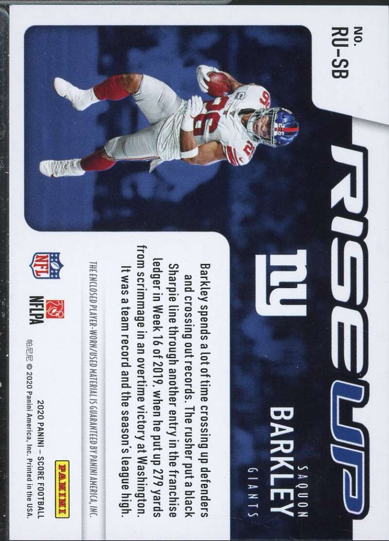 Saquon Barkley Card 2020 Score Rise Up Jerseys #21  Image 2