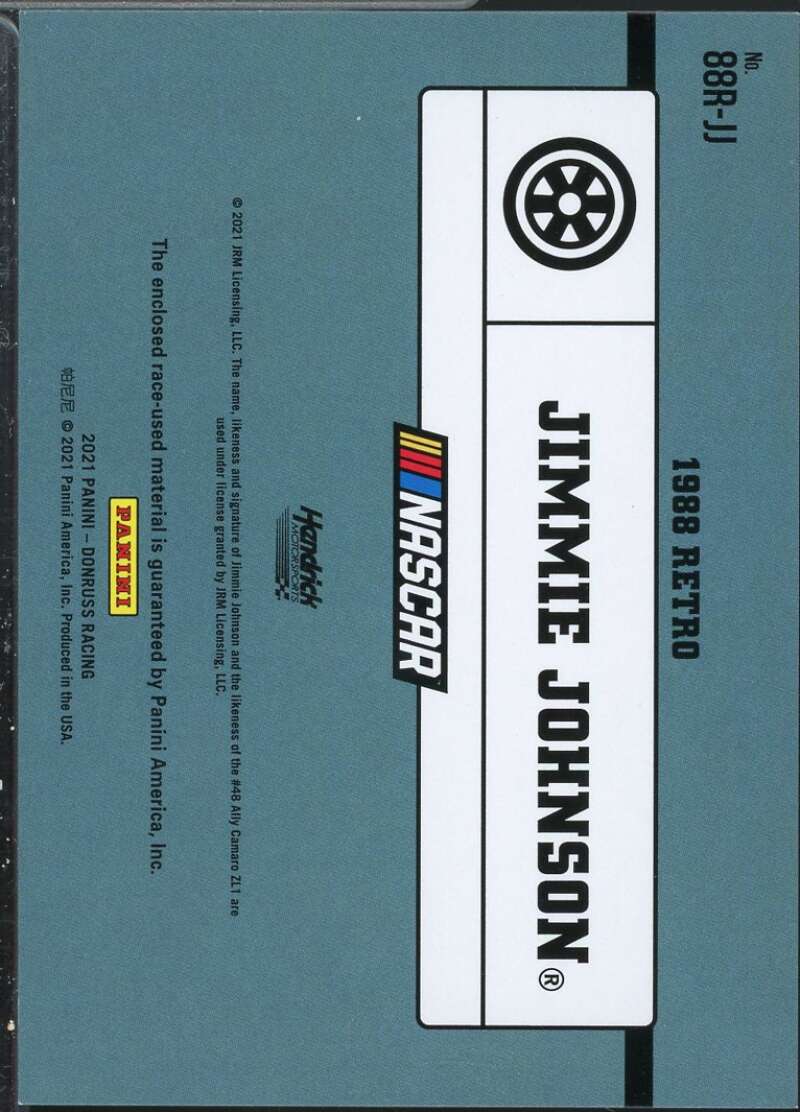 Jimmie Johnson Card 2021 Donruss Retro 1988 Relics #29  Image 2