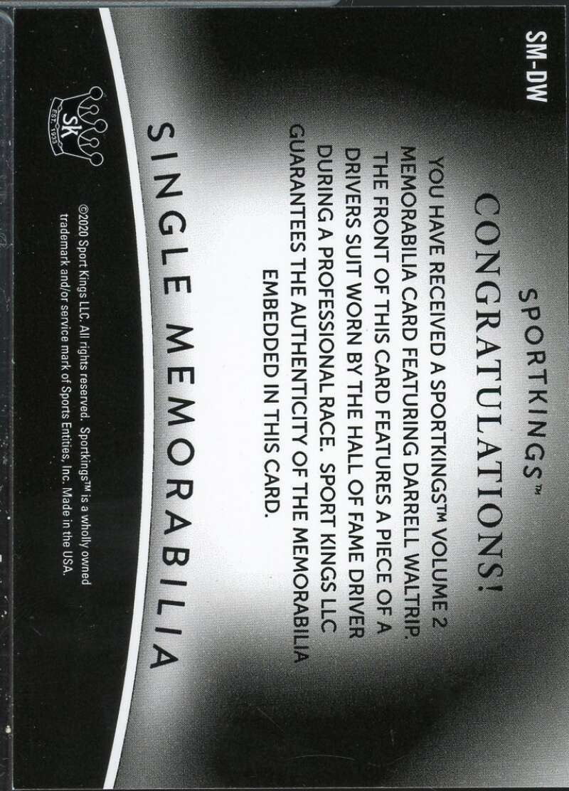 Darrell Waltrip Single Memorabilia  Card 2020 Sportkings Volume #2 #SM-DW Image 2