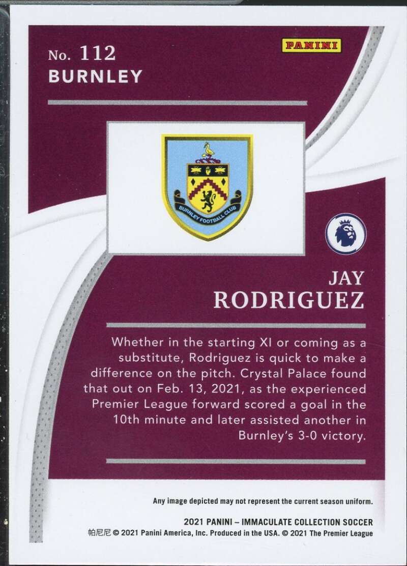 Jay Rodriguez Card 2021 Immaculate Collection #112  Image 2