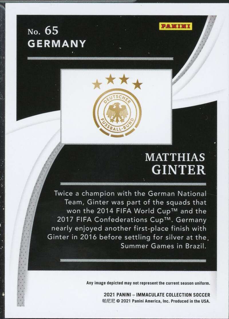 Matthias Ginter Card 2021 Immaculate Collection Bronze #65  Image 2