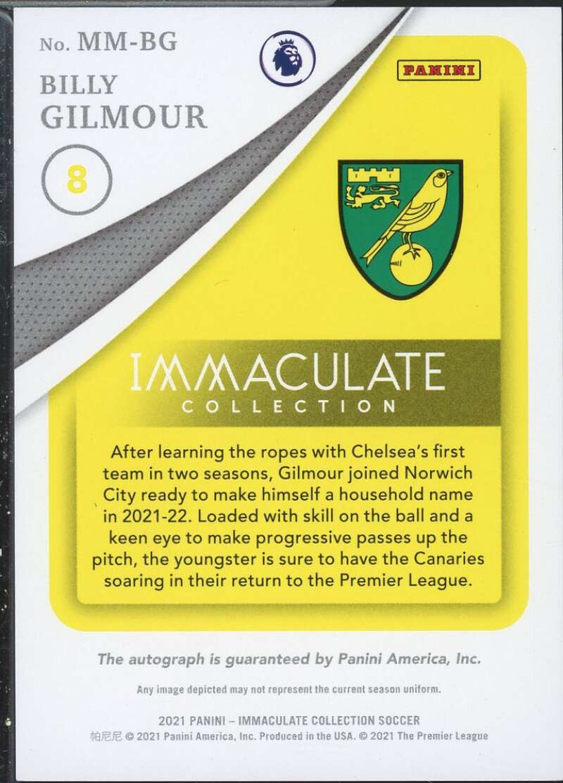 Billy Gilmour Card 2021 Immaculate Collection Modern Marks AU Premier League #5  Image 2