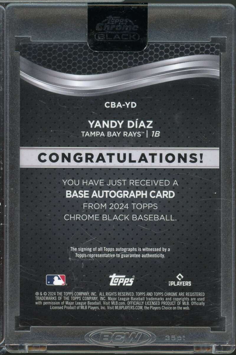 Yandy Diaz Card 2024 Topps Chrome Black Autographs #CBAYD  Image 2