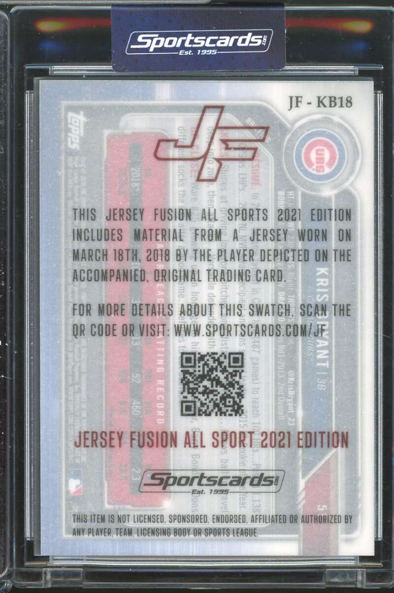 Game Used Swatch Card 2021 Jersey Fusion All Sport Edition Kris Bryant #JF-KB18  Image 2