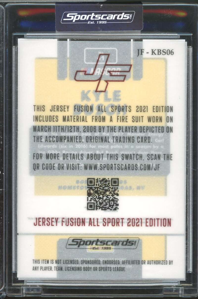 Game Used Swatch Card 2021 Jersey Fusion All Sport Edition Kyle Busch #JF-KBS06  Image 2