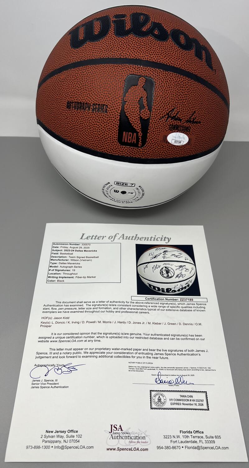 2023-24 Dallas Mavericks Team Autographed Signed Basketball JSA Authentic KID,LUKA,IRVING Image 4