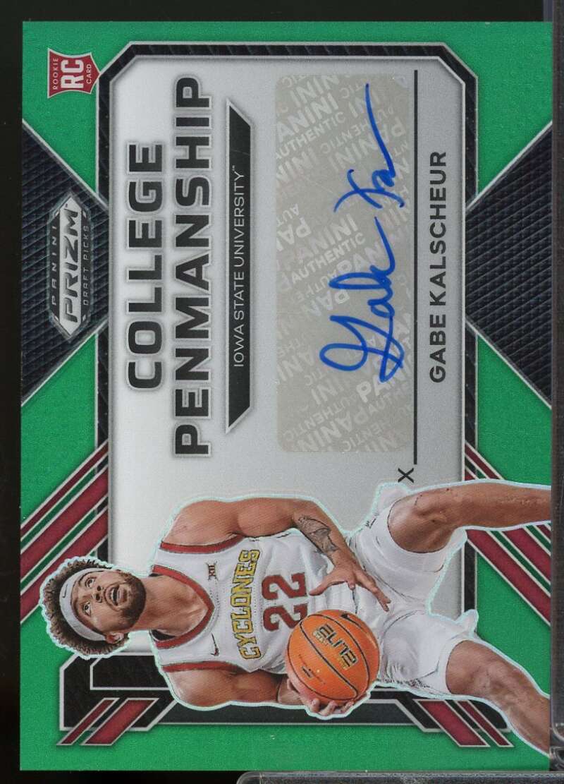 Gabe Kalscheur Rookie 2023-24 Prizm Draft College Penmanship Auto Green #37  Image 1