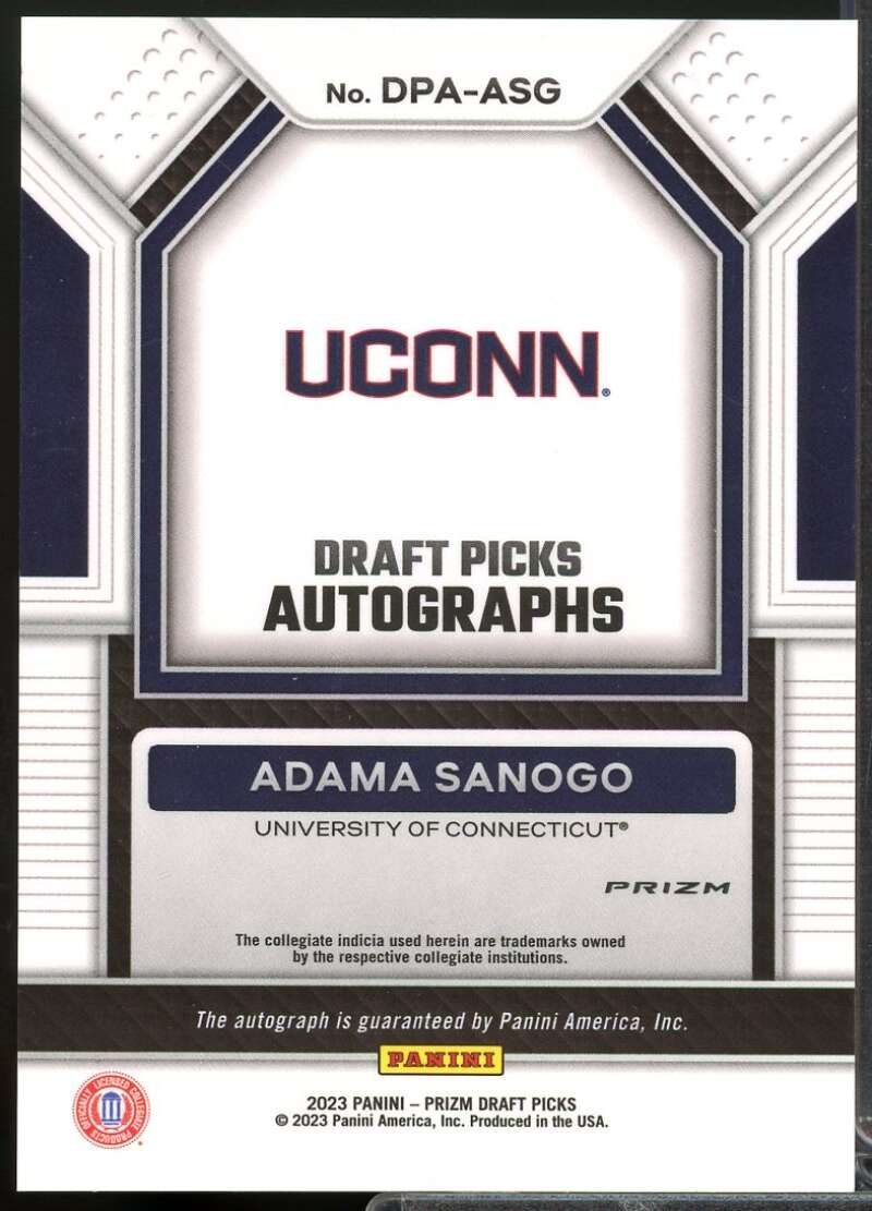 Adama Sanogo Rookie Card 2023-24 Panini Prizm Draft Autographs Prizms Green #20  Image 2