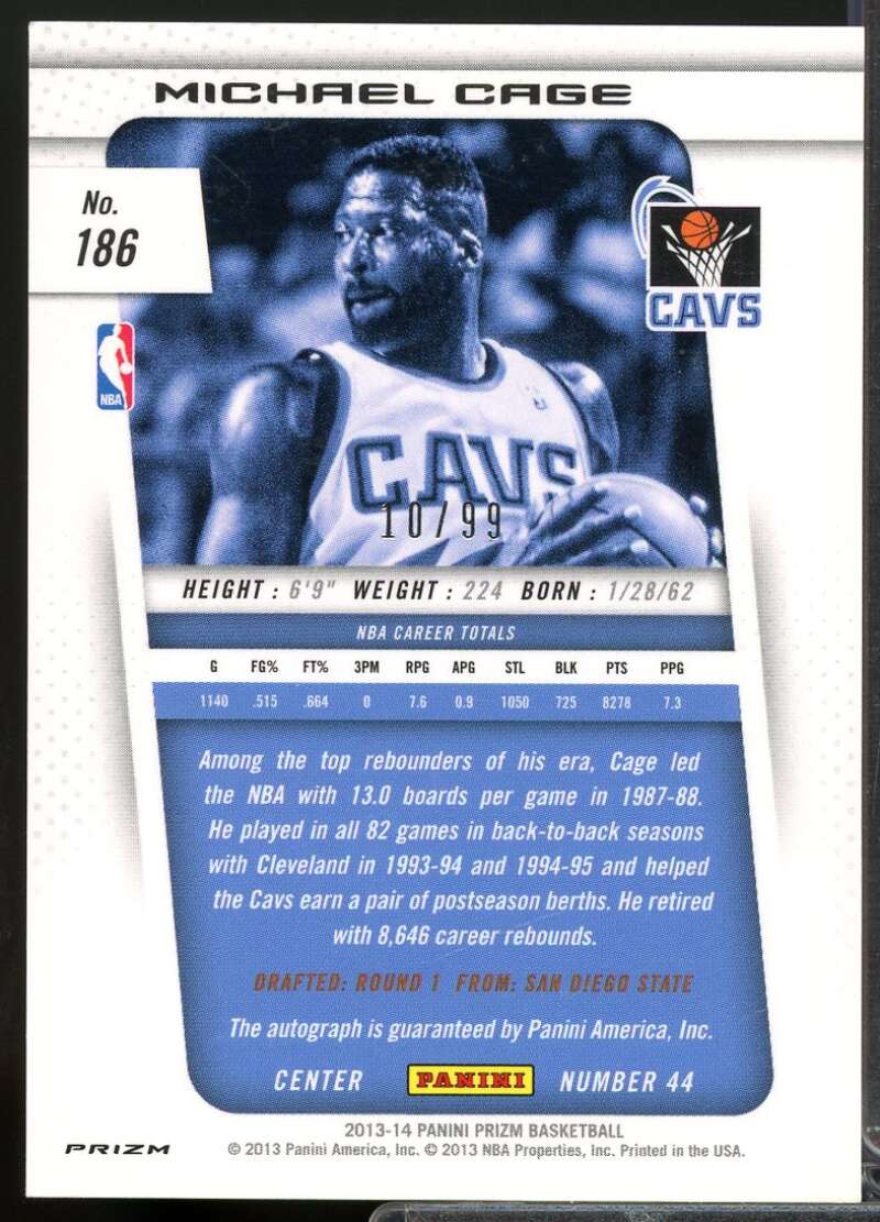 Michael Cage /99 Card 2013-14 Panini Prizm Autographs Prizms Red #186  Image 2