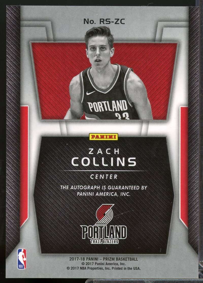 Zach Collins Card 2017-18 Panini Prizm Rookie Signatures Autograph #9  Image 2