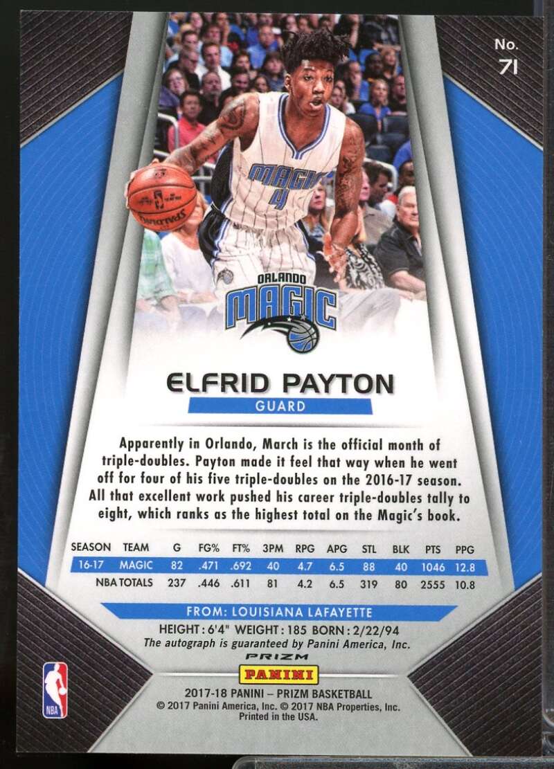 Elfrid Payton Card 2017-18 Panini Prizm Autographs Fast Break #71  Image 2