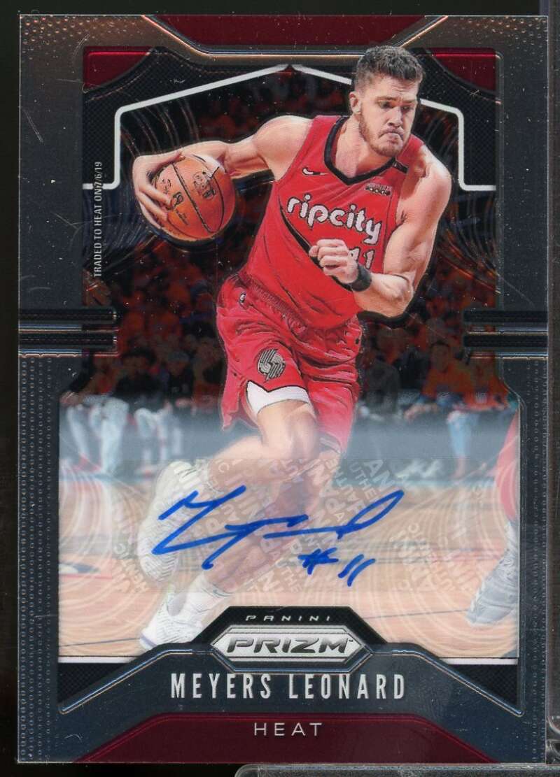 Meyers Leonard Card 2019-20 Panini Prizm Signatures Autograph #117  Image 1