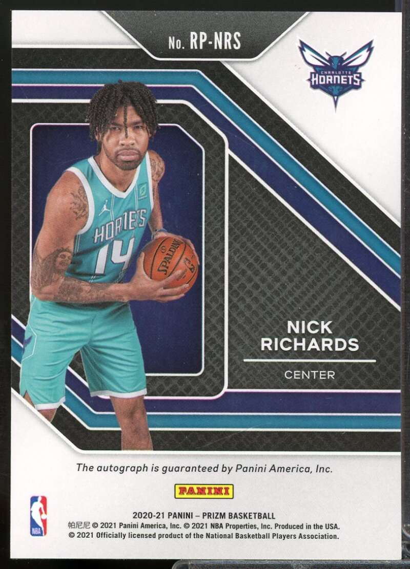 Nick Richards Card 2020-21 Panini Prizm Rookie Penmanship Autograph #20  Image 2