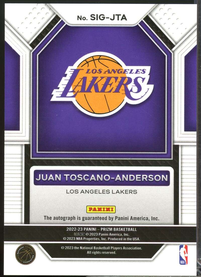 Juan Toscano-Anderson Card 2022-23 Panini Prizm Signatures Autograph #41  Image 2