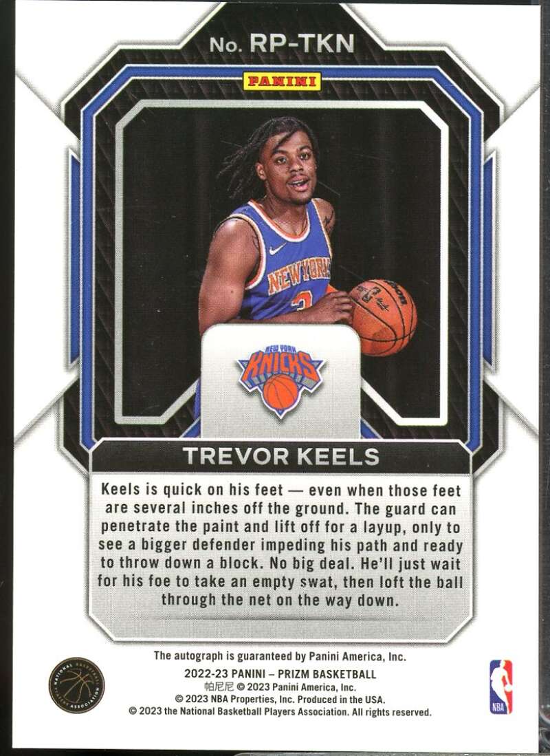 Trevor Keels Card 2022-23 Panini Prizm Rookie Penmanship Autograph #2  Image 2
