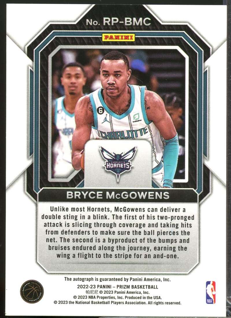 Bryce McGowens Card 2022-23 Panini Prizm Rookie Penmanship Autograph #18  Image 2