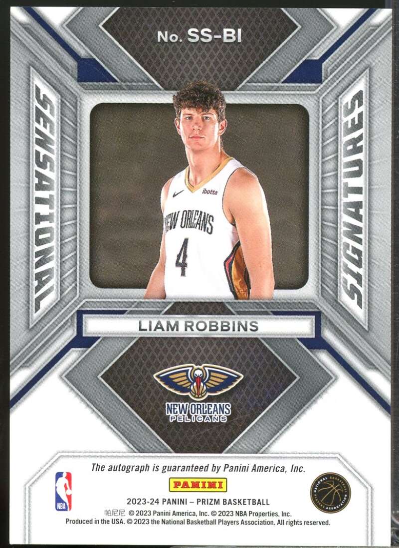 Liam Robbins Rookie 2023-24 Panini Prizm Sensational Signatures Autograph #73  Image 2